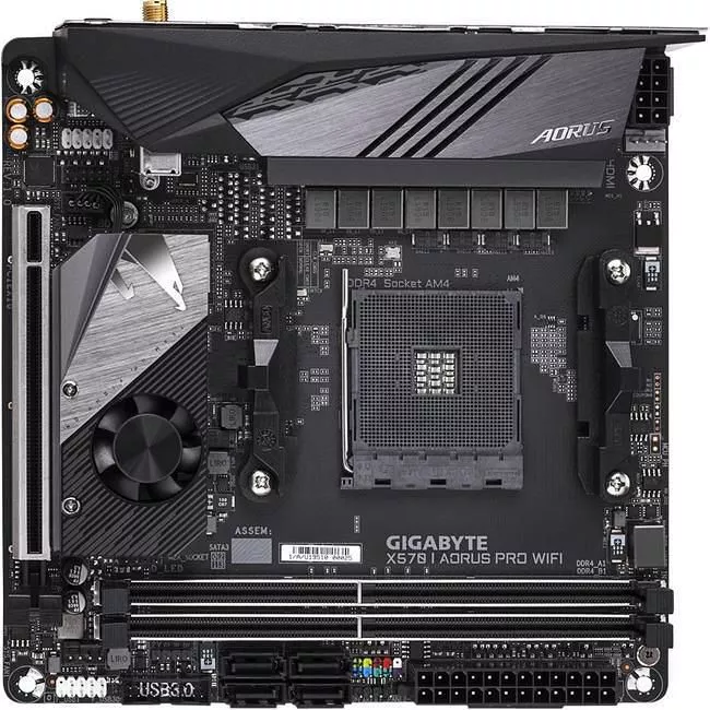 GIGABYTE X570 I AORUS PRO WIFI Desktop Motherboard - 1x Socket AM4 - AMD X570 - 2x DDR4 - RAID - 2x M.2 - 1x PCIe x16 - Wi-Fi - 1x RJ-45 - Mini ITX