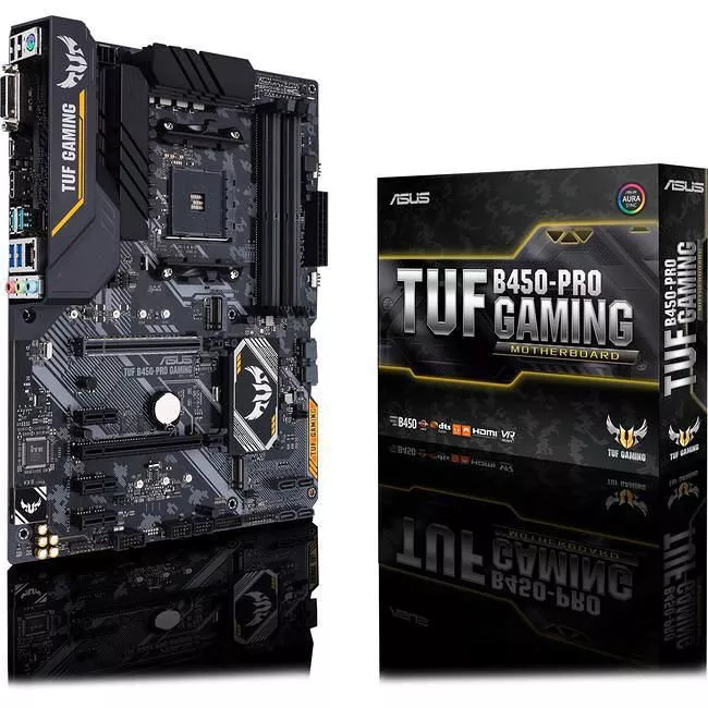 ASUS TUF B450-PRO GAMING Desktop Motherboard - 1x Socket AM4 - AMD B450 - 4x DDR4 - RAID - 2x M.2 - 2x PCIe x16 - 1x RJ-45 - ATX