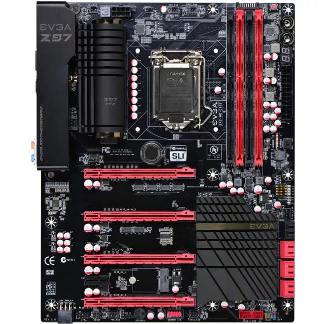 EVGA 142-HR-E977-KR Desktop Motherboard - 1x Socket H3 LGA-1150 - Intel Z97 Express - 4x DDR3 - RAID - 1x M.2 - 4x PCIe x16 - 1x RJ-45 - ATX