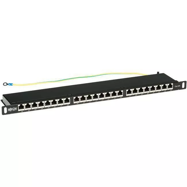 Tripp Lite N252A-024-HUSHK Cat6a 24-Port High-Density Shielded Patch Panel - Dual IDC 568A/B RJ45 Ethernet 0.5U Rack-Mount