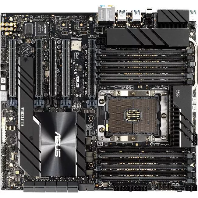 ASUS PRO WS C621-64L SAGE/10G Workstation Motherboard - 1x Socket P LGA-3647 - Intel C621 - 12x DDR4 - 1x M.2 - 5x PCIe x16 - 2x RJ-45 - SSI CEB