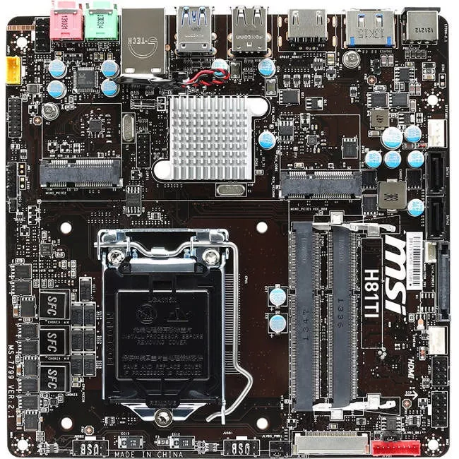 MSI H81TI Desktop Motherboard - 1x Socket H3 LGA-1150 - Intel H81 - 2x DDR3 - 1x RJ-45 - Mini ITX