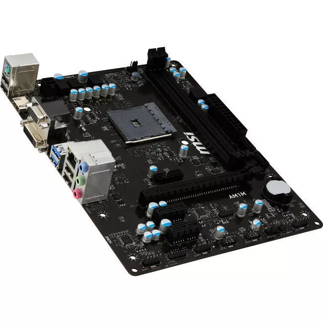 MSI AM1M Desktop Motherboard - 1x Socket AM1 - AMD 2x DDR3 - 1x PCIe x16 - 1x RJ-45 - Micro ATX
