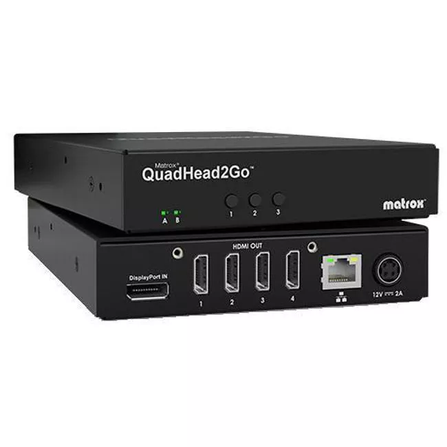 Matrox Q2G-DP4K QuadHead2Go Wall Appliance - 1x RJ45 - 4K - 4x HDMI - 1x DP 1.2 Input