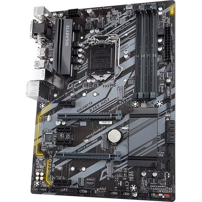 GIGABYTE B365 HD3 Desktop Motherboard - 1x Socket H4 LGA-1151 - Intel B365 - 4x DDR4 - RAID - 2x M.2 - 2x PCIe x16 - 1x RJ-45 - ATX