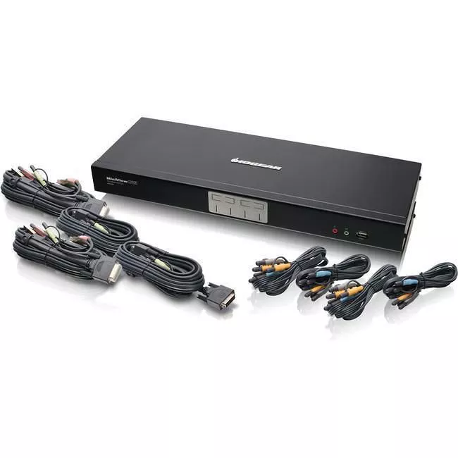 IOGEAR GCS1784 4-Port Dual Link DVI KVMP Switch with 7.1 Audio and Cables (TAA Compliant) 