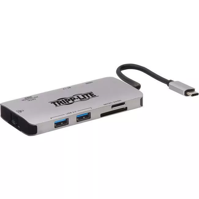 Tripp Lite U442-DOCK5-GY USB-C Dock - 4K HDMI USB 3.x (5Gbps) USB-A/C Hub Ports GbE Memory Card 100W PD Charging