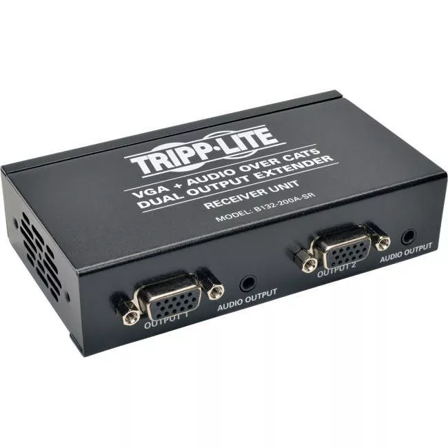 Tripp Lite B132-200A-SR Eaton  Dual VGA with Audio over Cat5/Cat6 Extender, Box-Style Receiver, 1440x900 60 Hz, Up to 300 ft. (90 m), TAA