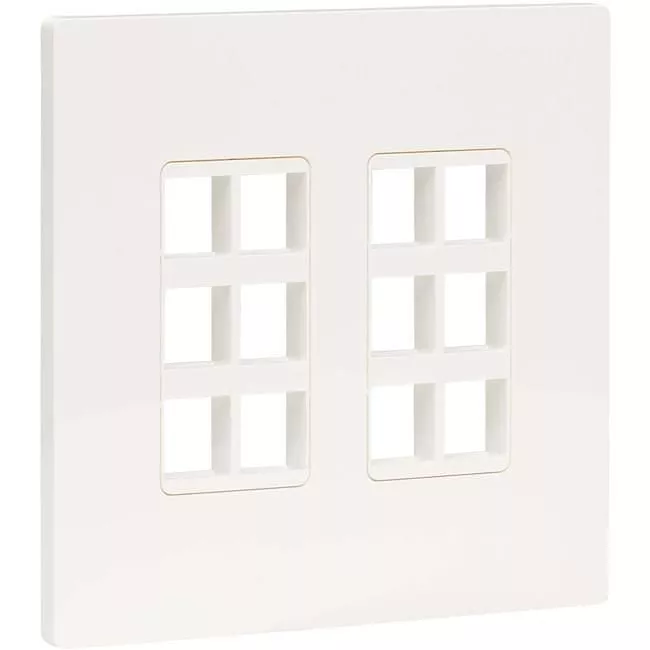 Tripp Lite N080-212 12-Port Keystone Double-Gang Faceplate, White, TAA