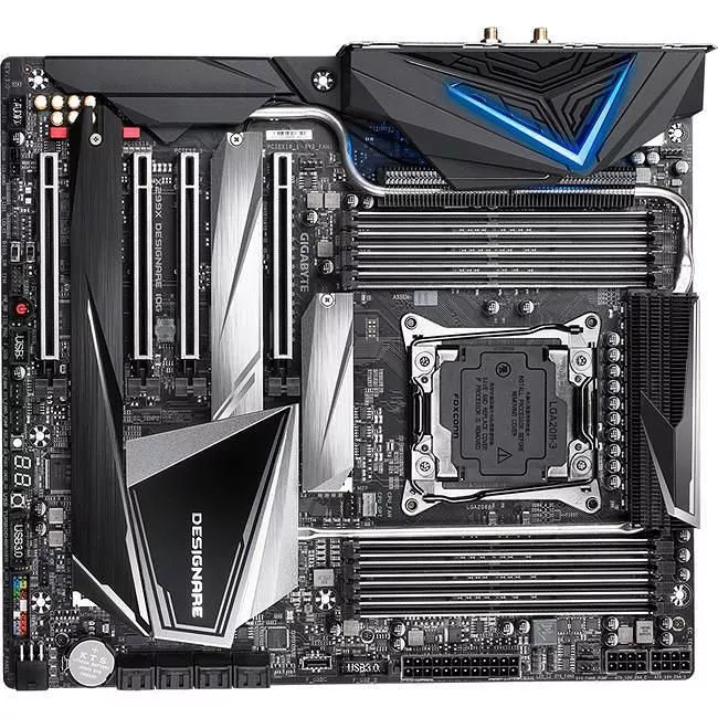 GIGABYTE X299X DESIGNARE 10G Desktop Motherboard - 1x Socket R4 LGA-2066 - Intel X299 - 8x DDR4 - RAID - 2x M.2 - 4x PCIe x16 - Wi-Fi - 2x RJ-45 - EATX