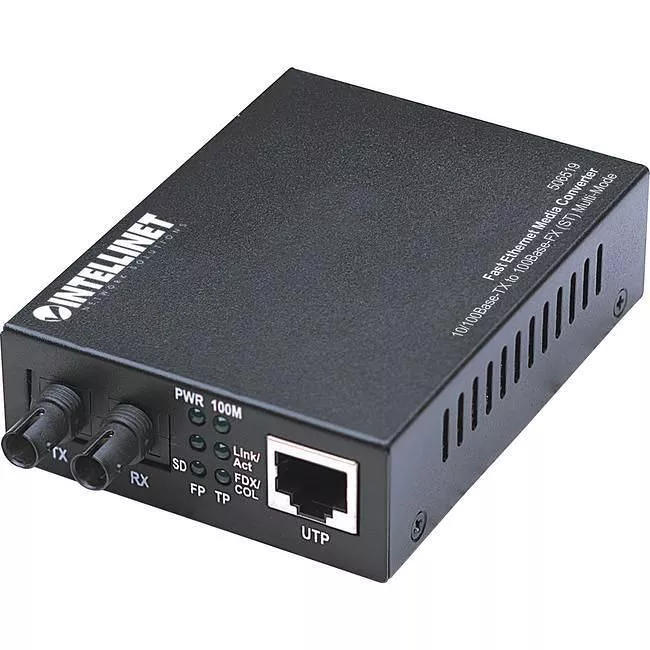 Intellinet 506519 Network Solutions Fast Ethernet RJ45 to ST, Multi-Mode, 1.24 miles (2 km) Media Converter
