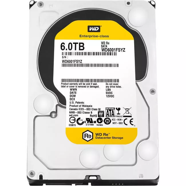 WD WD6001FSYZ RE Hard Drive - 6 TB - 128 MB - 3.5 - SATA - 7200