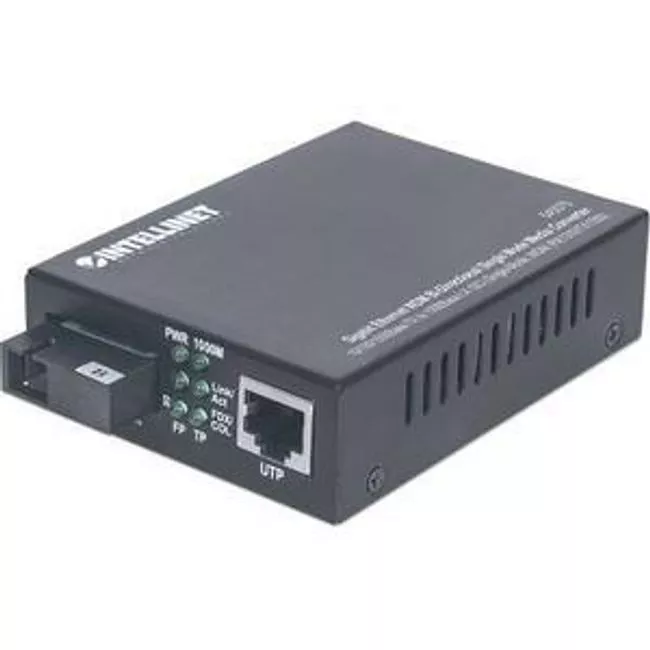 Intellinet 545075 Gigabit Ethernet WDM Bi-Directional Single Mode Media Converter, 10/100/1000Base-Tx to 1000Base-Lx (SC) Single-Mode, 20km, WDM (Rx1310/Tx1550) (With 2 Pin Euro Power Adapter)