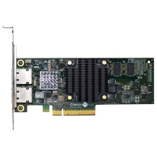Chelsio T520-BT 2-port Low Pro 1/10GbE Base-T UWire Adapter W/ PCI-E x8 Gen 3, 32K conn. RJ45 conn.