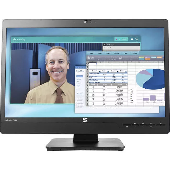 HP L4J08A8#ABA Business P222c Webcam Full HD LCD Monitor - 16:9 - Black