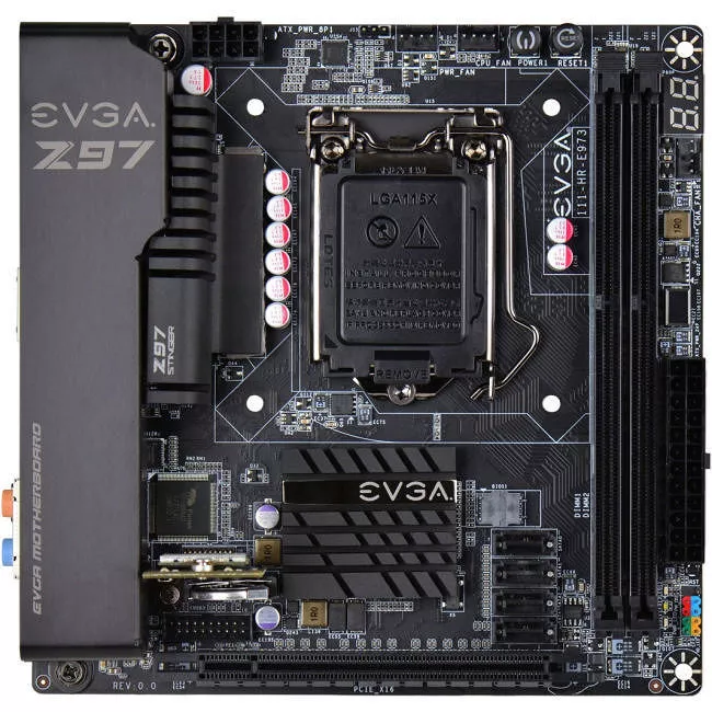 EVGA 111-HR-E973-KR Desktop Motherboard - 1x Socket H3 LGA-1150 - Intel Z97 Express - 2x DDR3 - RAID - 1x PCIe x16 - Wi-Fi - 1x RJ-45 - Mini ITX