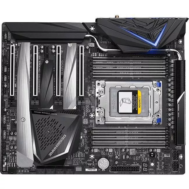 GIGABYTE TRX40 DESIGNARE Desktop Motherboard - 1x Socket sTRX4 - AMD TRX40 - 8x DDR4 - RAID - 4x M.2 - 4x PCIe x16 - Wi-Fi - 2x RJ-45 - XL-ATX