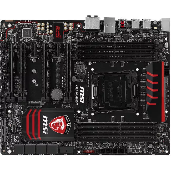 MSI X99A GAMING 7 Desktop Motherboard - 1x Socket LGA 2011-v3 - Intel X99 - 4x DDR4 - RAID - 1x M.2 - 4x PCIe x16 - 1x RJ-45 - ATX