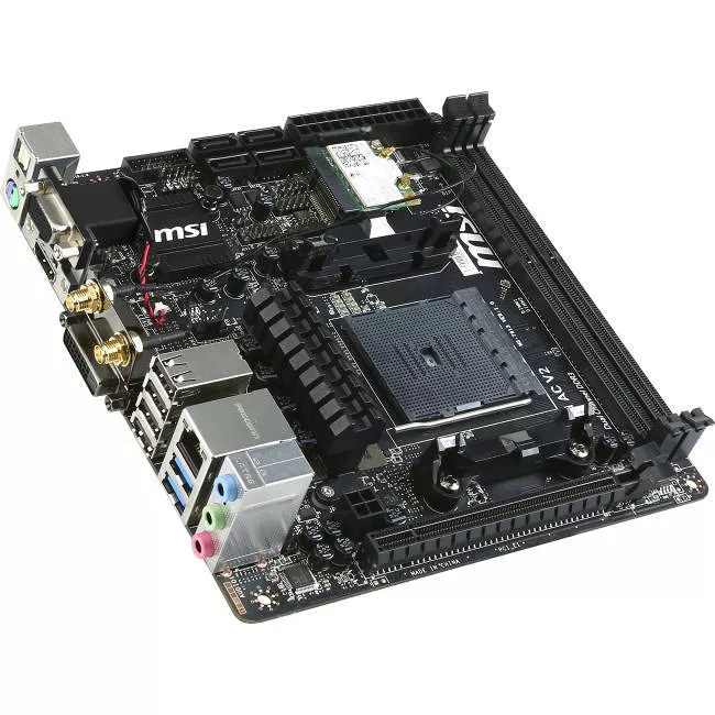 MSI A88XI AC V2 Desktop Motherboard - 1x Socket FM2+ - AMD A88X - 2x DDR3 - RAID - 1x PCIe x16 - Wi-Fi - Mini ITX