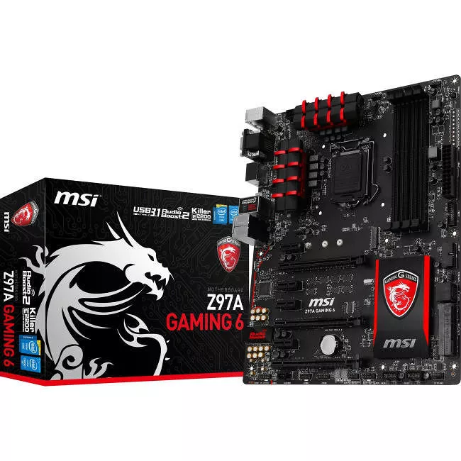 MSI Z97A GAMING 6 Desktop Motherboard - 1x Socket H3 LGA-1150 - Intel Z97 Express - 4x DDR3 - RAID - 1x M.2 - 3x PCIe x16 - 1x RJ-45 - ATX