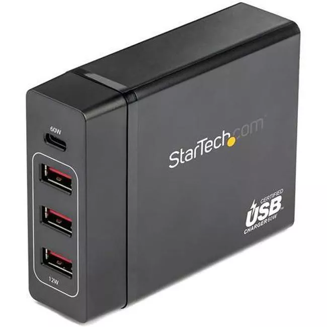 StarTech DCH1C3A USB C Laptop Charger, 60W PD 3.0, 3x USB-A