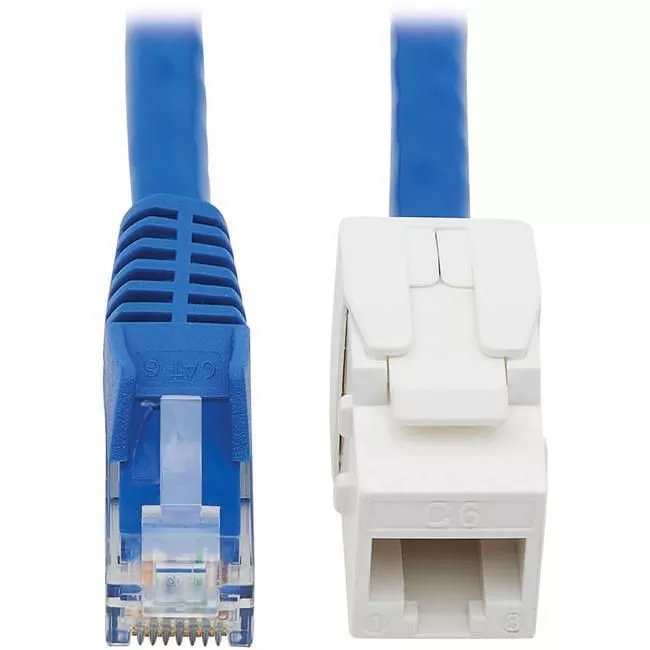 Tripp Lite N237-F18N-WHSH Cat6 Keystone Jack Cable Assembly, RJ45 M/F, 18 in., Blue