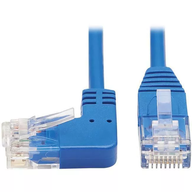 Tripp Lite N204-S02-BL-LA Eaton Tripp Lite Series Left-Angle Cat6 Gigabit Molded Slim UTP Ethernet Cable (RJ45 Left-Angle M to RJ45 M), Blue, 2 ft. (0.61 m)