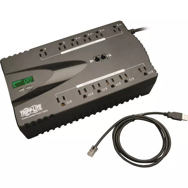 Tripp Lite ECO850LCDTAA UPS 850VA 425W Eco Green Battery Back Up LCD 120V USB RJ11 PC TAA