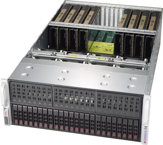 Supermicro AS-4124GS-TNR Barebone - 4U - 2x EPYC 7003/7002 - 8x GPU - 24x 2.5" SAS/SATA - 2000 W (2+2) PSU - 32x DDR4 RDIMM/LRDIMM