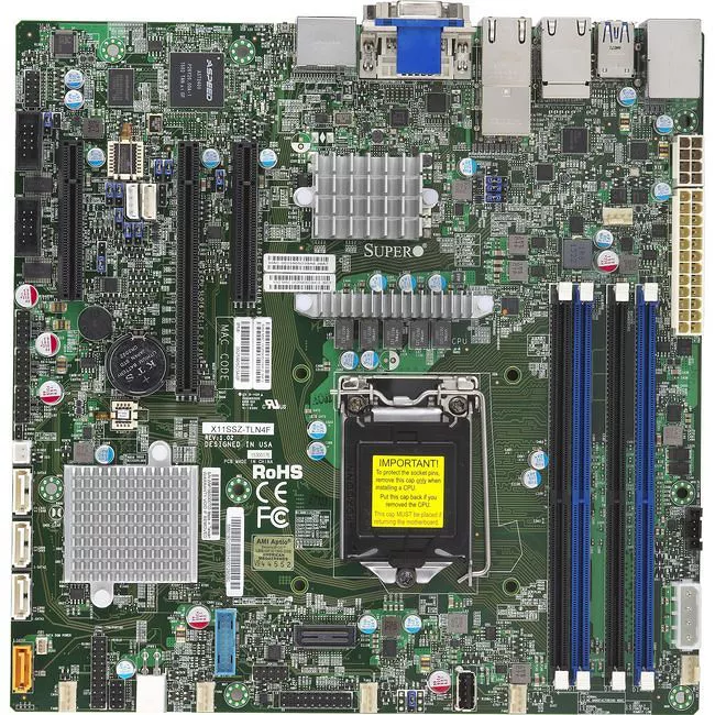 Supermicro MBD-X11SSZ-TLN4F-O Server Motherboard - 1x Socket H4 LGA-1151 - Intel C236 - 4x DDR4 - RAID - 1x PCIe x16 - Micro ATX