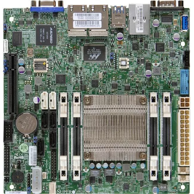 Supermicro MBD-A1SRI-2358F-B Server Motherboard - Socket BGA-1283 - Intel 2x DDR3 - 5x RJ-45 - Mini ITX