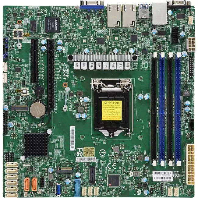 Supermicro MBD-X11SCH-LN4F-B Server Motherboard - 1x Socket H4 LGA-1151 - Intel C246 - 4x DDR4 - RAID - 2x M.2 - 1x PCIe x16 - 4x RJ-45 - Micro ATX