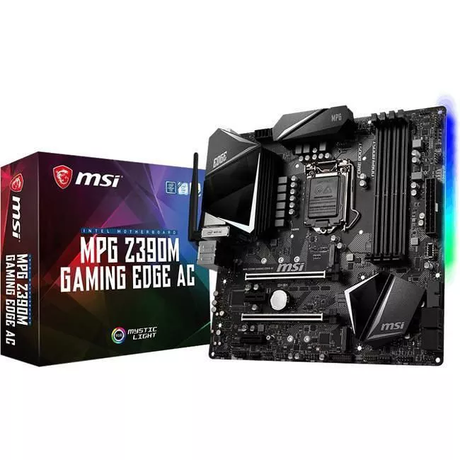 MSI Z390MEDGEAC Desktop Motherboard - 1x Socket H4 LGA-1151 - Intel Z390 - 4x DDR4 - RAID - 2x M.2 - 2x PCIe x16 - Wi-Fi - 1x RJ-45 - Micro ATX