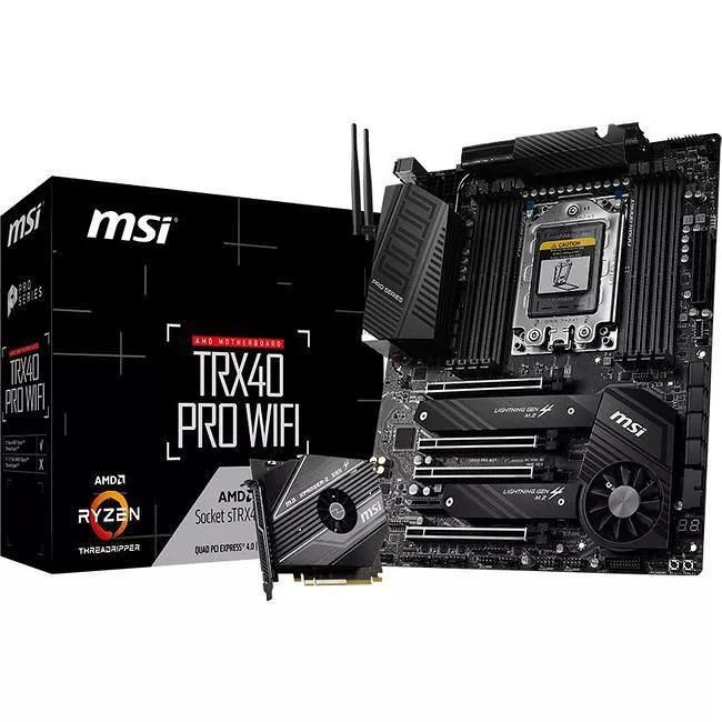 MSI TRX40P Desktop Motherboard - 1x Socket sTRX4 - AMD TRX40 - 8x DDR4 - RAID - 2x M.2 - 4x PCIe x16 - Wi-Fi - 2x RJ-45 - ATX