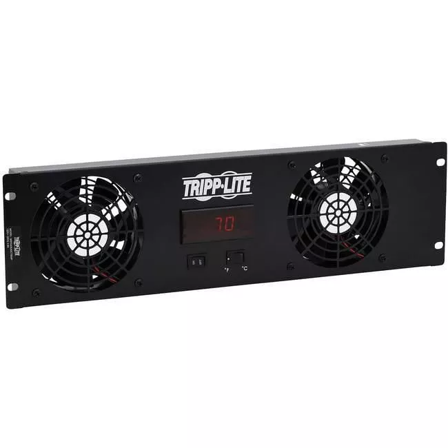 Tripp Lite SRFAN3UDCTEMP 3U Digital Temperature Sensor with 2 12VDC Extra-Quiet Fans Blanking Panel LCD
