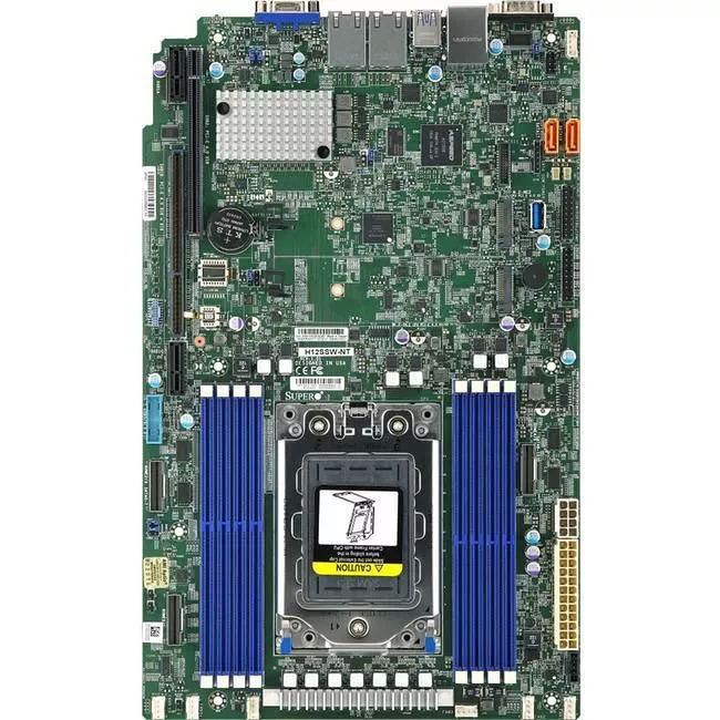 Supermicro MBD-H12SSW-NT-O Server Motherboard - 1x Socket SP3 - AMD 8x DDR4 - 2x M.2 - 1x PCIe x16 - 3x RJ-45 - Proprietary Form Factor
