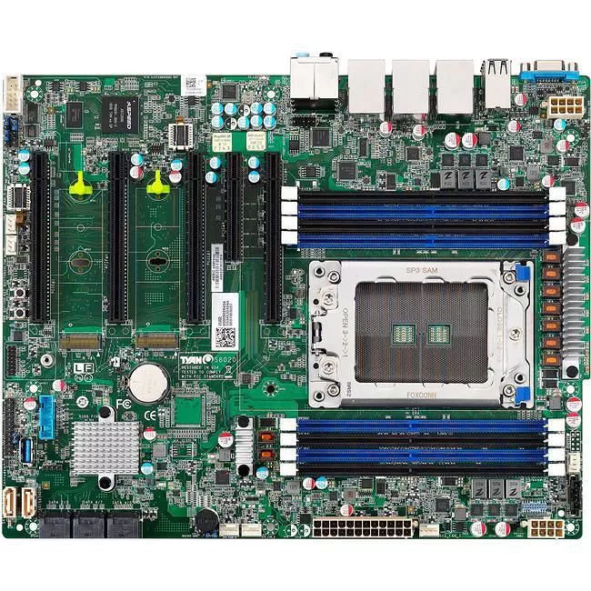 MiTAC S8020AGM2NR-EX Desktop Motherboard - 1x Socket TR4 - AMD X399 - 8x DDR4 - RAID - 2x M.2 - 4x PCIe x16 - 3x RJ-45 - ATX