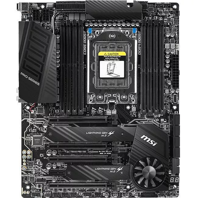 MSI TRX40 PRO 10G Desktop Motherboard - 1x Socket sTRX4 - AMD TRX40 - 8x DDR4 - RAID - 2x M.2 - 4x PCIe x16 - 2x RJ-45 - ATX