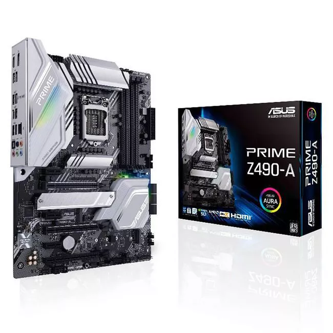 ASUS PRIME Z490-A Desktop Motherboard - 1x Socket LGA-1200 - Intel Z490 - 4x DDR4 - RAID - 3x M.2 - 3x PCIe x16 - 1x RJ-45 - ATX