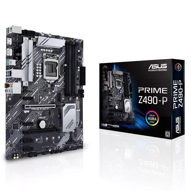ASUS PRIME Z490-P Desktop Motherboard - 1x Socket LGA-1200 - Intel Z490 - 4x DDR4 - RAID - 3x M.2 - 2x PCIe x16 - 1x RJ-45 - ATX