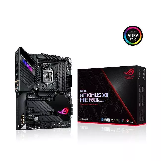 ASUS ROG MAXIMUS XII HERO (WI-FI) Desktop Motherboard - 1x Socket LGA-1200 - Intel Z490 - 4x DDR4 - RAID - 3x M.2 - 3x PCIe x16 - Wi-Fi - 2x RJ-45 - ATX