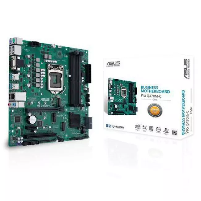 ASUS PRO Q470M-C/CSM Desktop Motherboard - 1x Socket LGA-1200 - Intel Q470 - 4x DDR4 - RAID - 3x M.2 - 1x PCIe x16 - 1x RJ-45 - Micro ATX