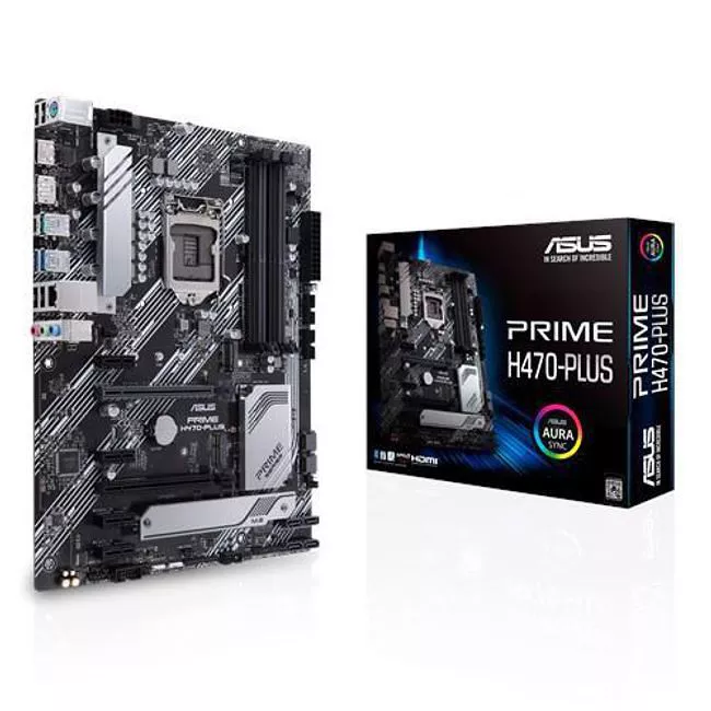 ASUS PRIME H470-PLUS/CSM Desktop Motherboard - 1x Socket LGA-1200 - Intel H470 - 4x DDR4 - RAID - 3x M.2 - 2x PCIe x16 - 1x RJ-45 - ATX