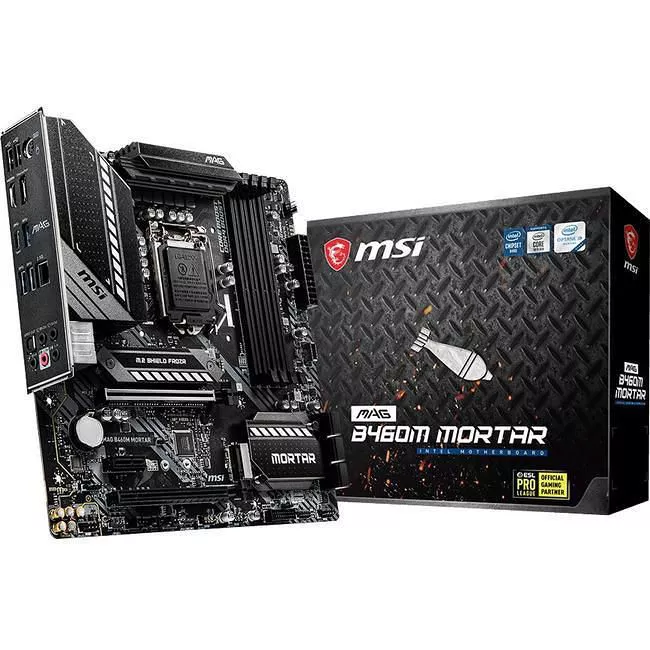 MSI B460MMORT Desktop Motherboard - 1x Socket LGA-1200 - Intel B460 - 4x DDR4 - RAID - 2x M.2 - 2x PCIe x16 - 1x RJ-45 - Micro ATX