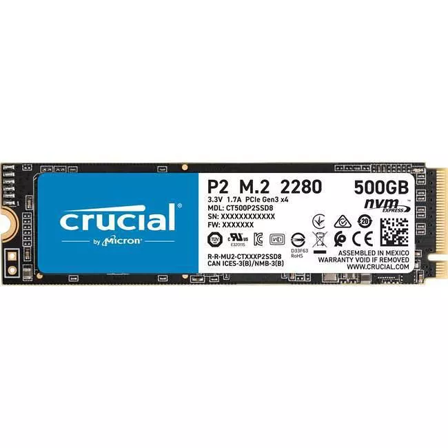 Crucial CT500P2SSD8 P2 500 GB SSD - M.2 2280 - PCIe 3.0 x4 - NVMe