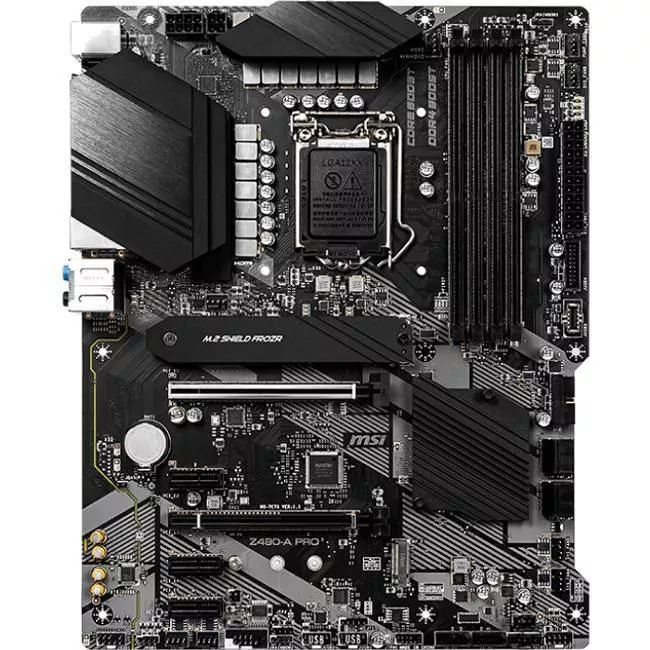 MSI Z490APRO Desktop Motherboard - 1x Socket LGA-1200 - Intel Z490 - 4x DDR4 - RAID - 2x M.2 - 2x PCIe x16 - 1x RJ-45 - ATX