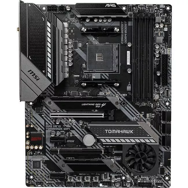 MSI X570TOMAWIFI Desktop Motherboard - 1x Socket AM4 - AMD X570 - 4x DDR4 - RAID - 2x M.2 - 2x PCIe x16 - Wi-Fi - ATX