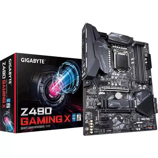 GIGABYTE Z490 GAMING X Desktop Motherboard - 1x Socket LGA-1200 - Intel Z490 - 4x DDR4 - RAID - 2x M.2 - 2x PCIe x16 - 1x RJ-45 - ATX