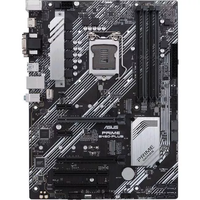 ASUS PRIME B460-PLUS Desktop Motherboard - 1x Socket LGA-1200 - Intel B460 - 4x DDR4 - RAID - 2x M.2 - 2x PCIe x16 - 1x RJ-45 - ATX