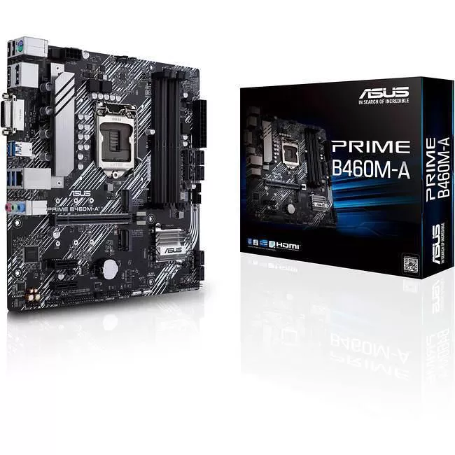 ASUS PRIME B460M-A Desktop Motherboard - 1x Socket LGA-1200 - Intel B460 - 4x DDR4 - RAID - 2x M.2 - 1x PCIe x16 - 1x RJ-45 - Micro ATX